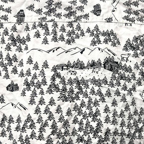 Organic Cotton ‘Madison’ White Black Mountain Scenery Patterned Shirt Medium - Picture 6 of 9